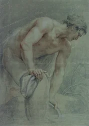 Figur eines Kriegers, teilweise drapiert